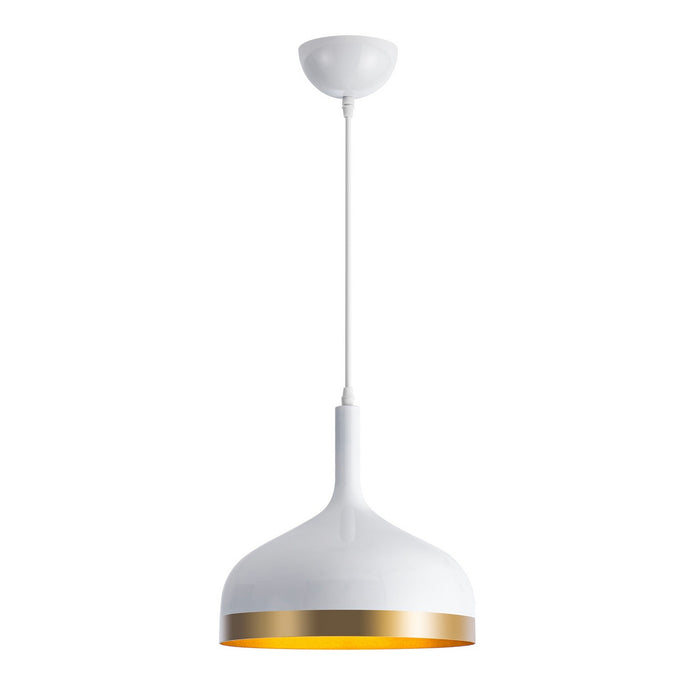 Artcraft SC13350WH One Light Pendant, White & Gold