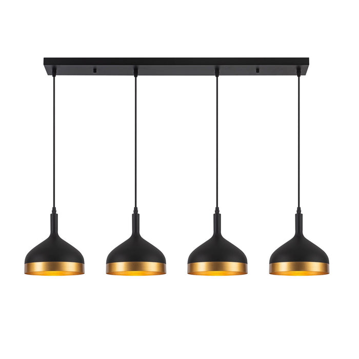 Artcraft SC13354BK Four Light Island Pendant, Black & Gold