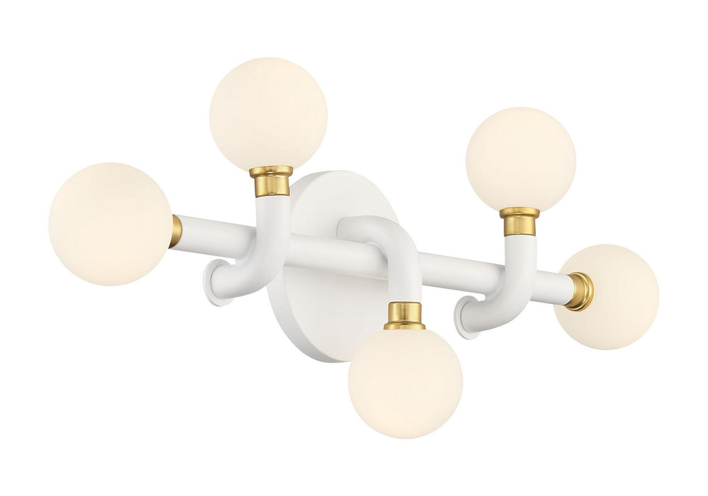 George Kovacs P5510-706-L Five Light Bath, Matte White W/Honey Gold