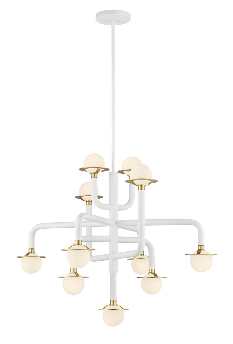 George Kovacs P5511-706-L 11 Light Chandelier, Matte White W/Honey Gold
