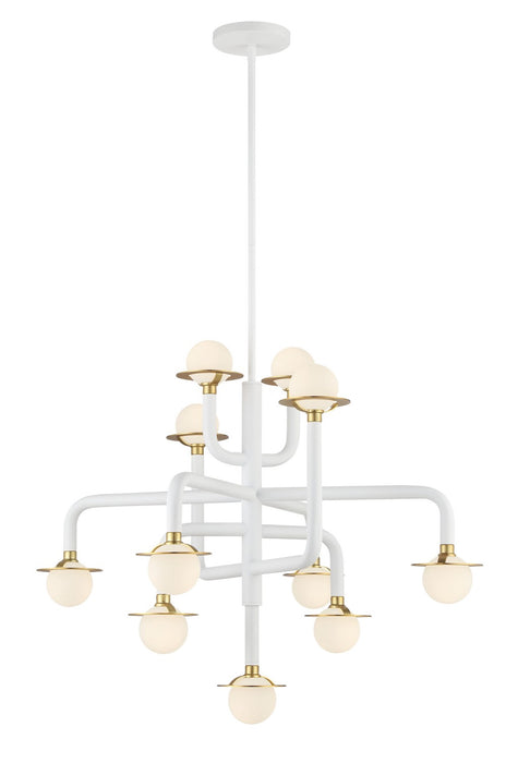 George Kovacs P5511-706-L 11 Light Chandelier, Matte White W/Honey Gold