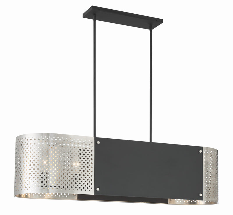 George Kovacs P5531-420 Six Light Island Pendant, Brushed Nickel W/ Sand Coal