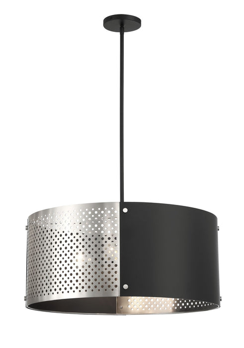 George Kovacs P5533-420 Four Light Pendant, Brushed Nickel W/ Sand Coal