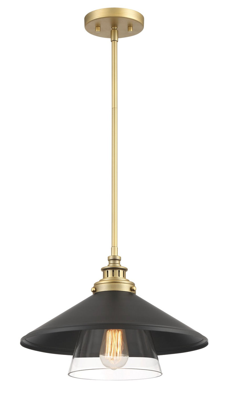 Minka-Lavery 1405-758 One Light Mini Pendant, Coal & Soft Brass (Painted)
