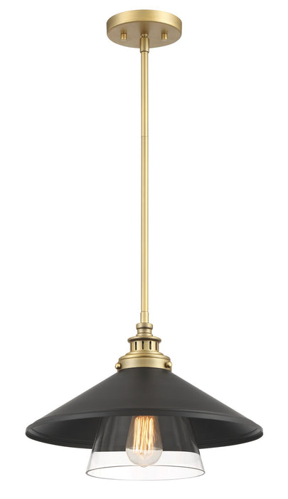 Minka-Lavery 1405-758 One Light Mini Pendant, Coal & Soft Brass (Painted)