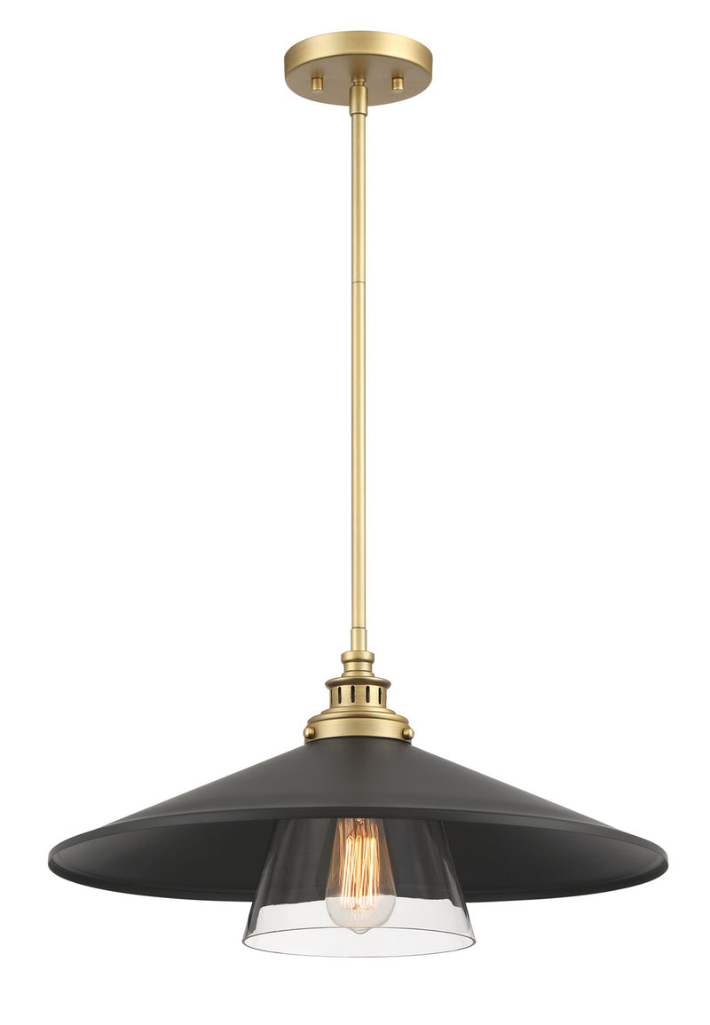 Minka-Lavery 1406-758 One Light Mini Pendant, Coal & Soft Brass (Painted)