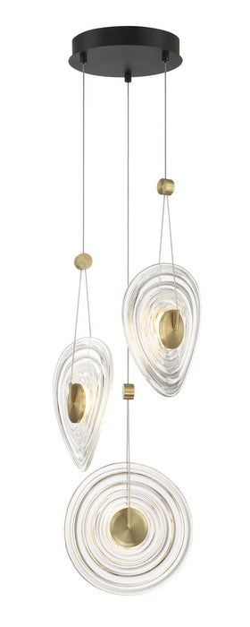 George Kovacs P5601-884-L LED Pendant, Coal And Brushed Gold