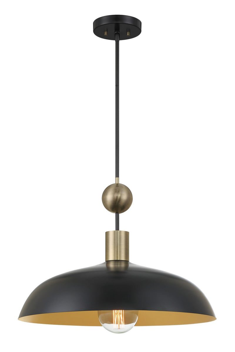 Minka-Lavery 1996-862 One Light Pendant, Coal And Weathered Antique Bra