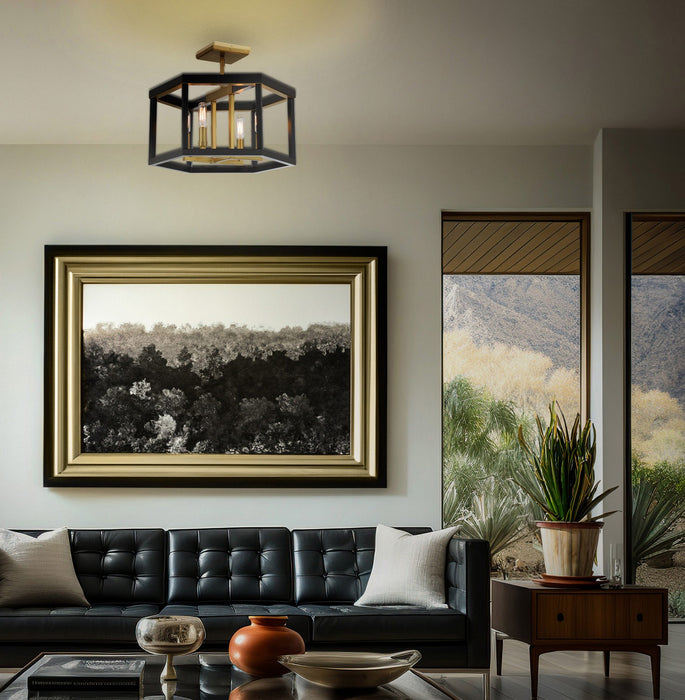 Minka-Lavery 2114-726 Four Light Semi Flush Mount, Coal And Soft Brass