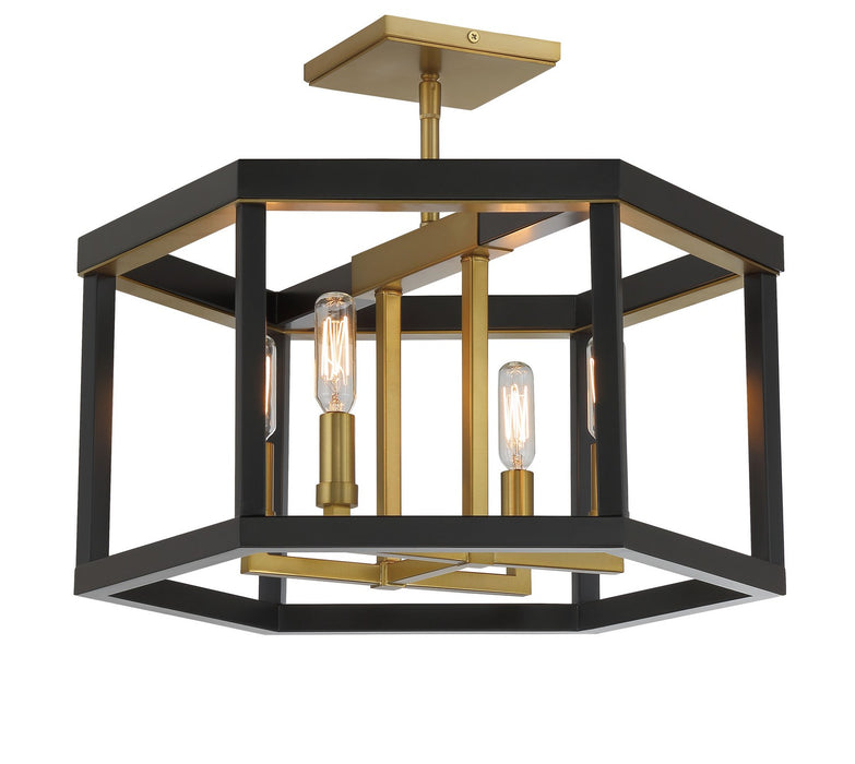 Minka-Lavery 2114-726 Four Light Semi Flush Mount, Coal And Soft Brass
