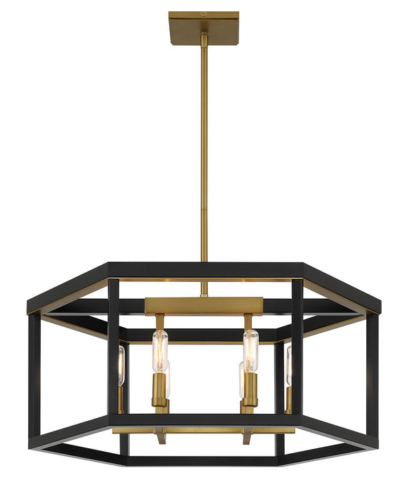 Minka-Lavery 2116-726 Six Light Pendant, Coal And Soft Brass