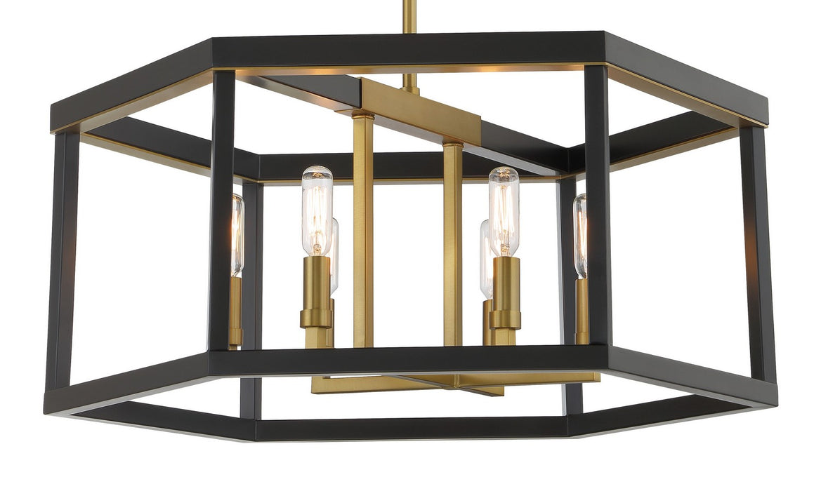 Minka-Lavery 2116-726 Six Light Pendant, Coal And Soft Brass