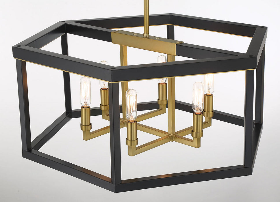 Minka-Lavery 2116-726 Six Light Pendant, Coal And Soft Brass