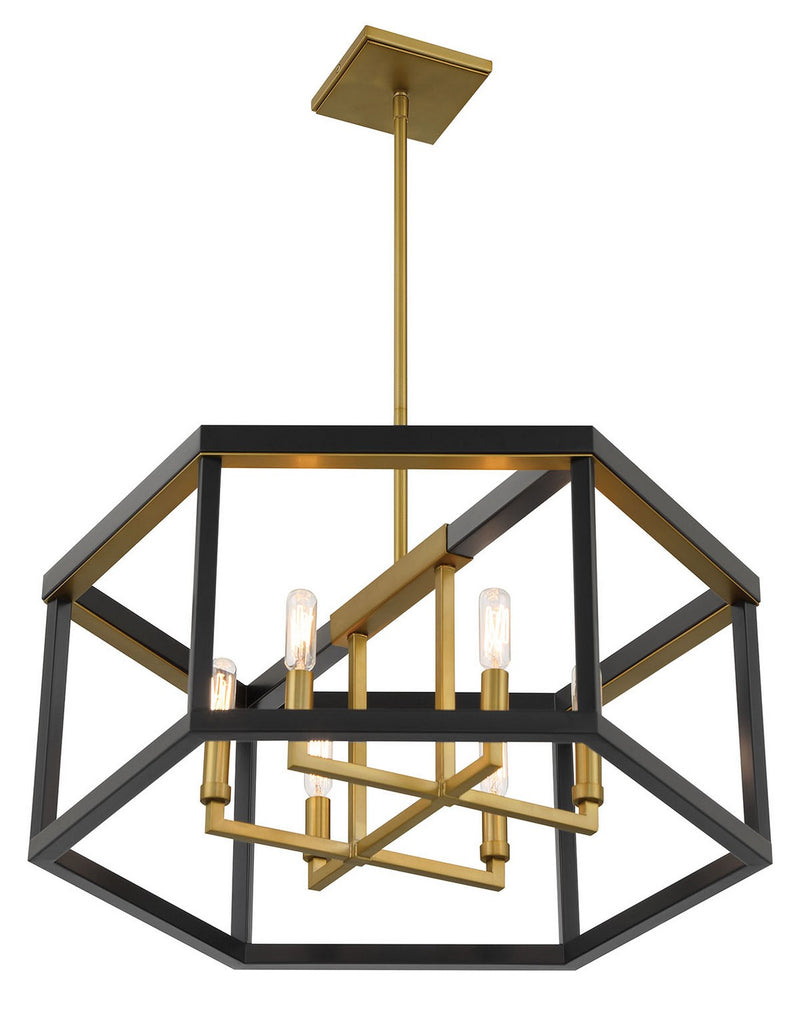 Minka-Lavery 2116-726 Six Light Pendant, Coal And Soft Brass
