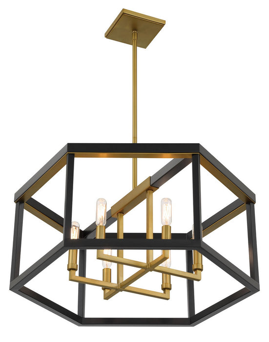 Minka-Lavery 2116-726 Six Light Pendant, Coal And Soft Brass