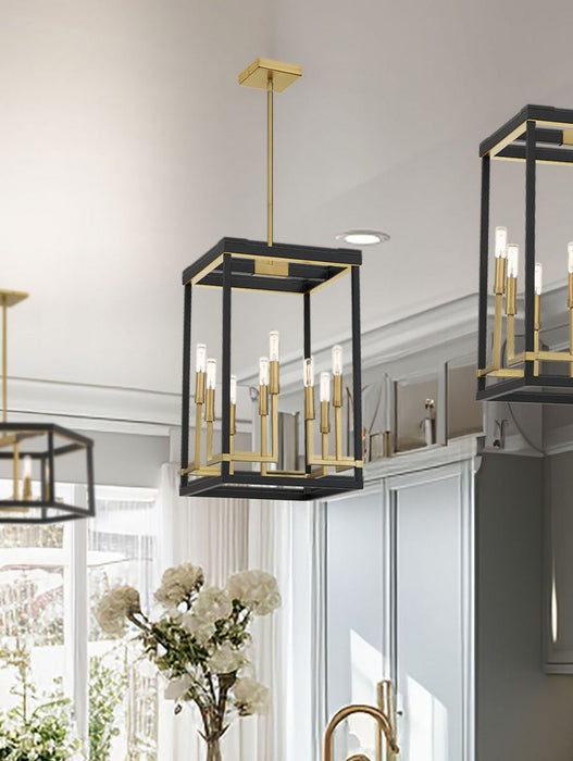 Minka-Lavery 2119-726 Eight Light Pendant, Coal And Soft Brass