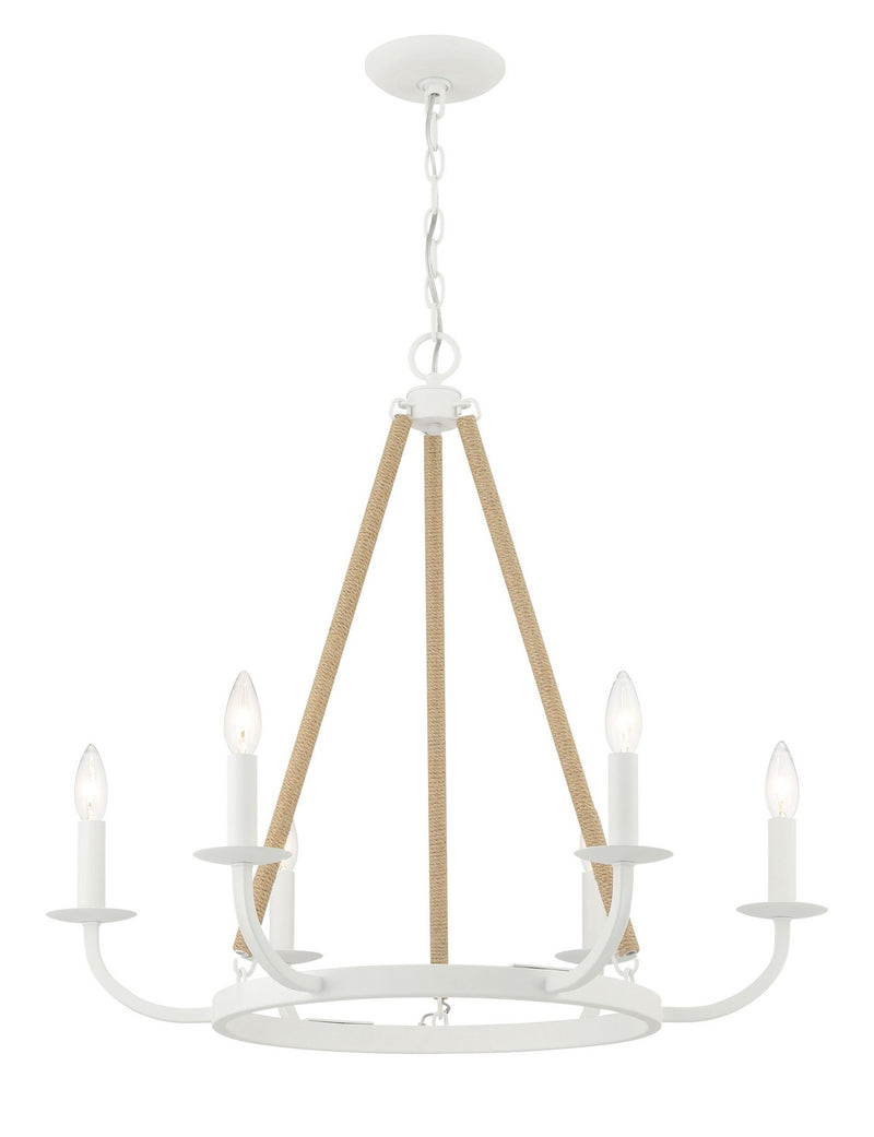 Minka-Lavery 2126-655 Six Light Chandelier, Sand White