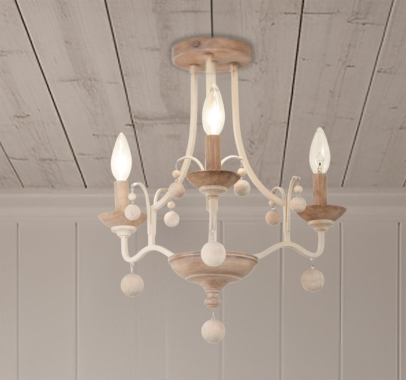Minka-Lavery 2662-717 Three Light Semi Flush Mount, White Wash & Sun Dried Clay