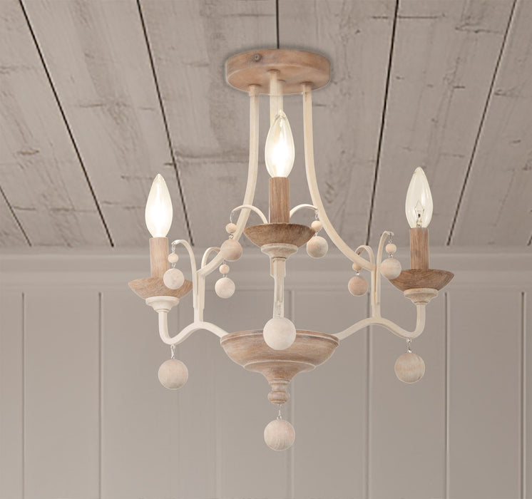 Minka-Lavery 2662-717 Three Light Semi Flush Mount, White Wash & Sun Dried Clay