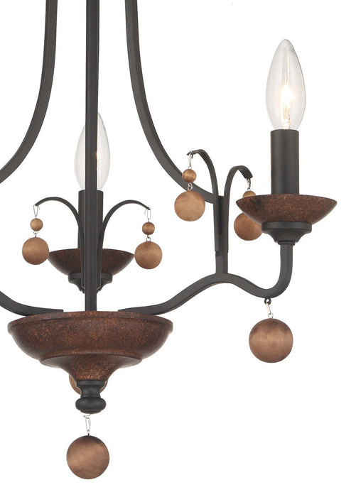 Minka-Lavery 2662-723 Three Light Semi Flush Mount, Old World Bronze W/Walnut Acce
