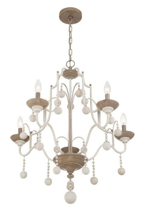 Minka-Lavery 2665-717 Five Light Chandelier, White Wash & Sun Dried Clay