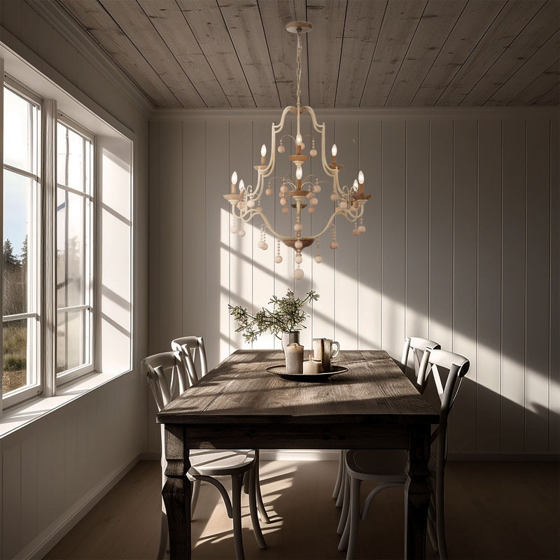 Minka-Lavery 2669-717 Nine Light Chandelier, White Wash & Sun Dried Clay