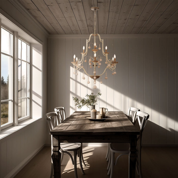 Minka-Lavery 2669-717 Nine Light Chandelier, White Wash & Sun Dried Clay