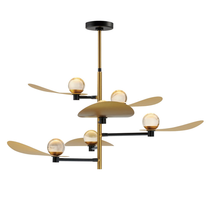 ET2 E24075-BKNAB LED Chandelier, Black / Natural Aged Brass