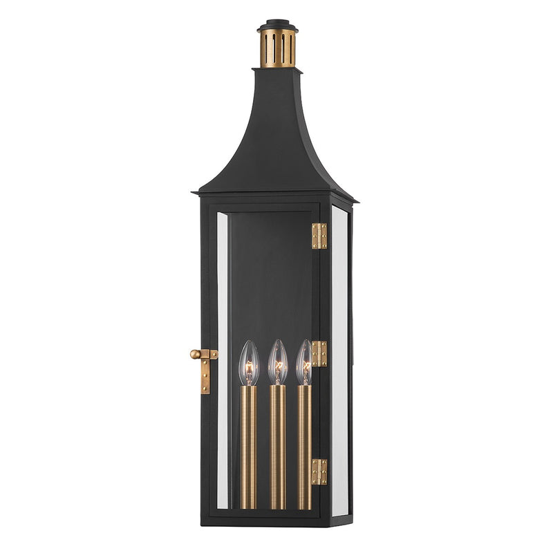Troy Lighting B7831-PBR/TBK Three Light Outdoor Wall Sconce, Patina Brass