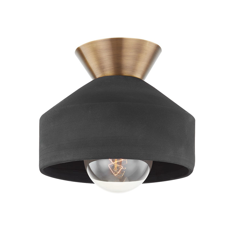 Troy Lighting C9811-PBR/CBK One Light Flush Mount, Patina Brass