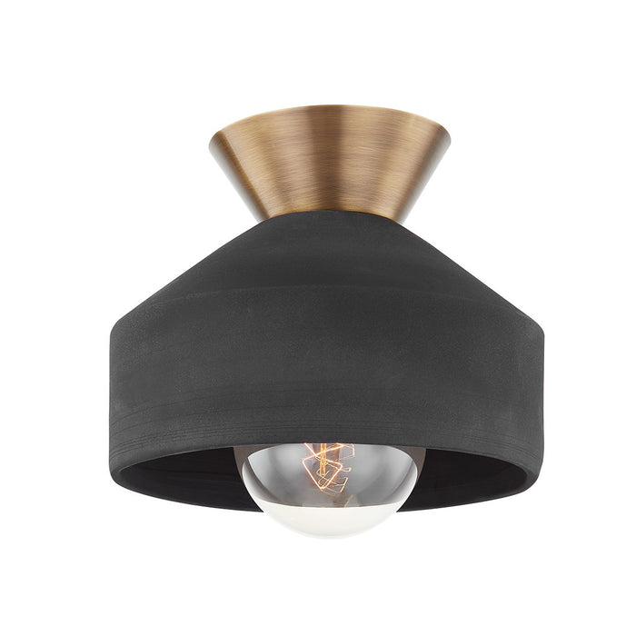 Troy Lighting C9811-PBR/CBK One Light Flush Mount, Patina Brass