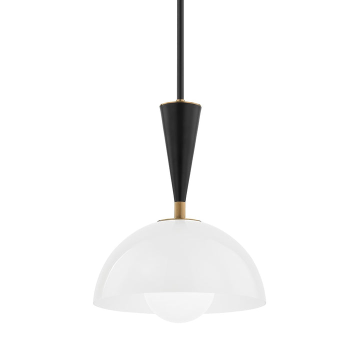 Troy Lighting F1512-PBR/SBK One Light Pendant, Patina Brass
