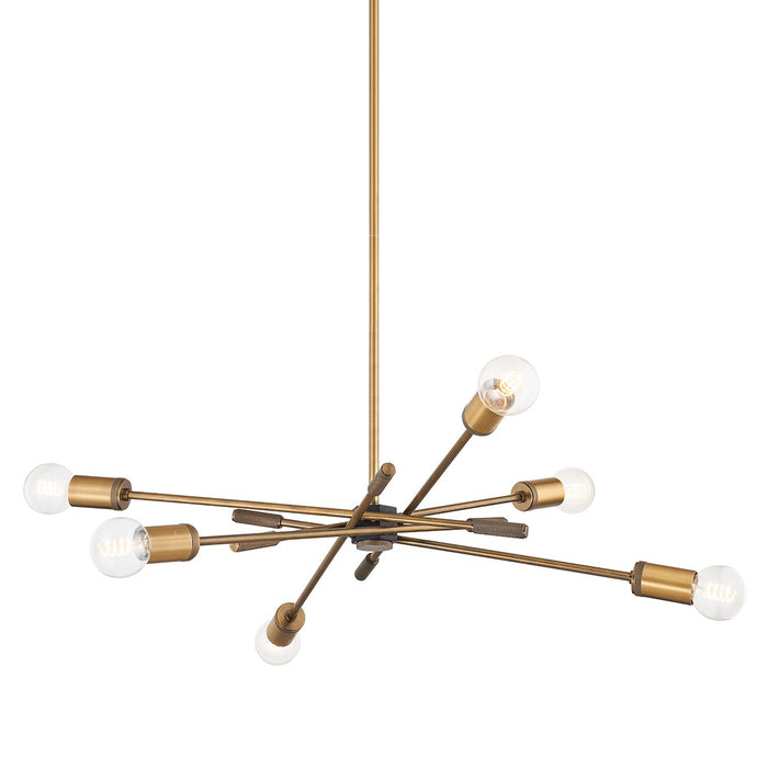 Troy Lighting F1944-PBR/SBK Six Light Chandelier, Patina Brass