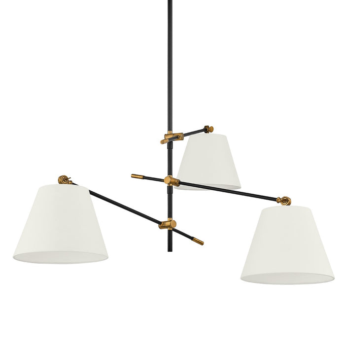 Troy Lighting F2653-PBR/TBK Three Light Chandelier, Patina Brass
