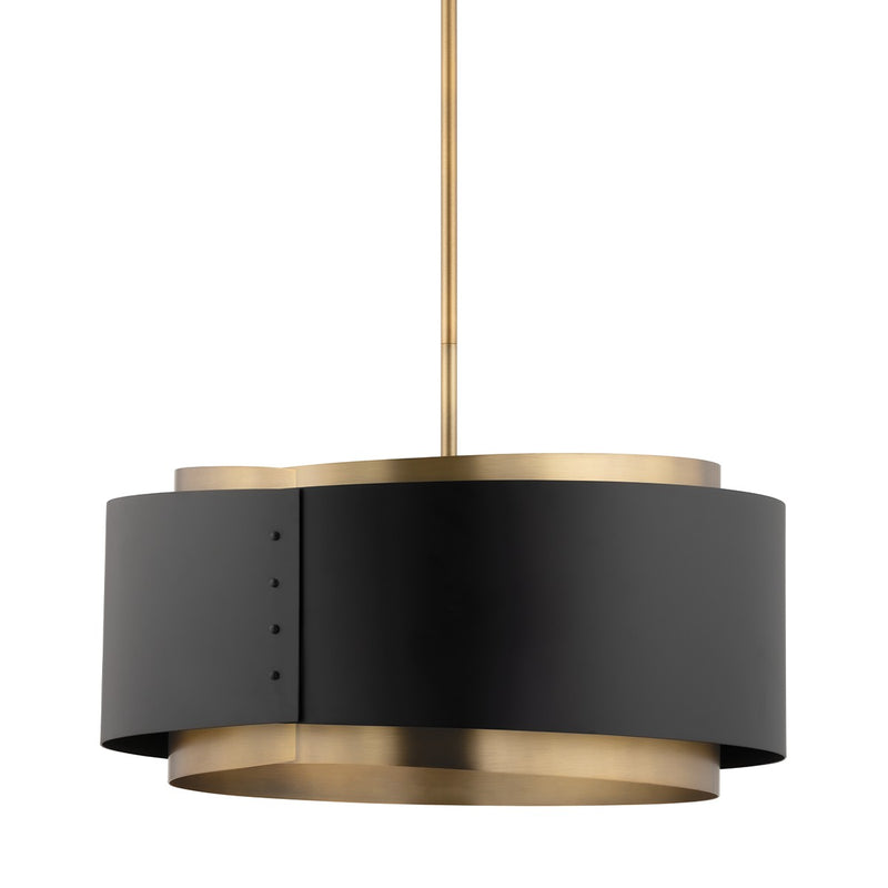Troy Lighting F4413-PBR/SBK One Light Pendant, Patina Brass