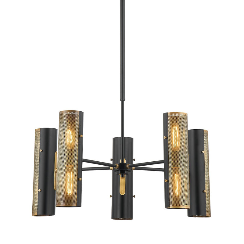 Troy Lighting F5630-PBR/SBK Ten Light Chandelier, Patina Brass
