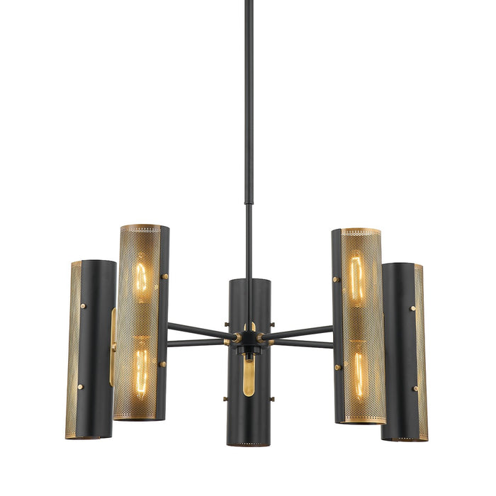 Troy Lighting F5630-PBR/SBK Ten Light Chandelier, Patina Brass