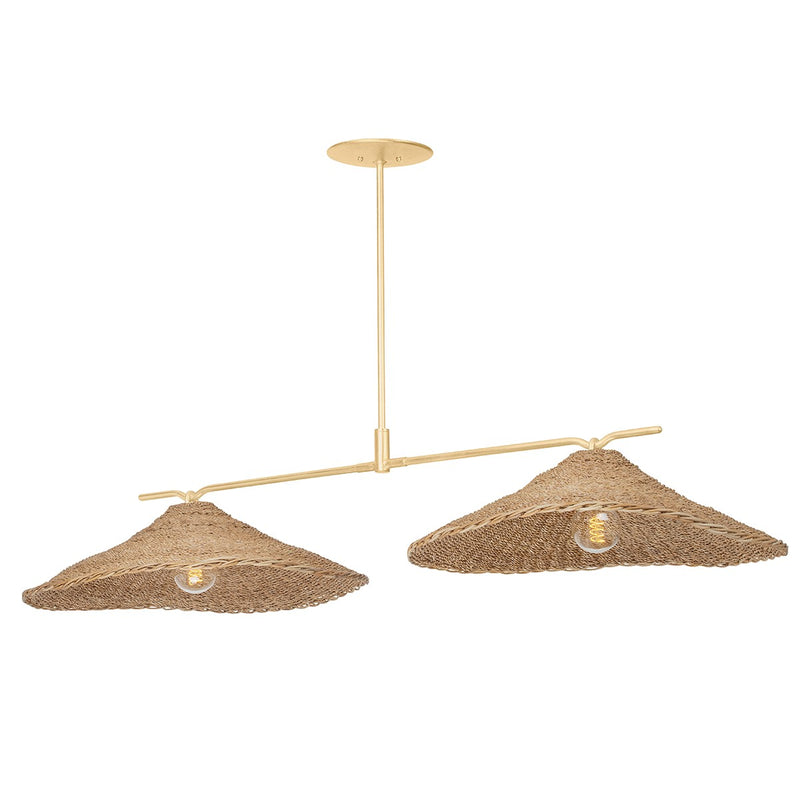 Troy Lighting F8755-VGL Two Light Island Pendant, Vintage Gold Leaf