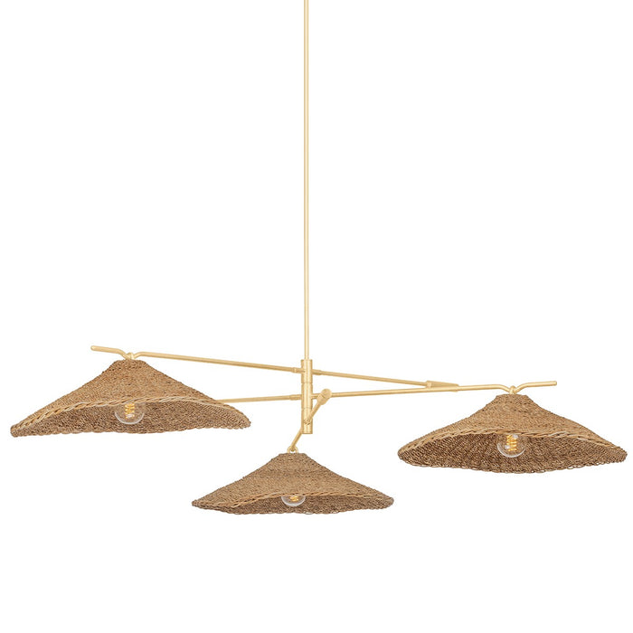 Troy Lighting F8772-VGL Three Light Chandelier, Vintage Gold Leaf