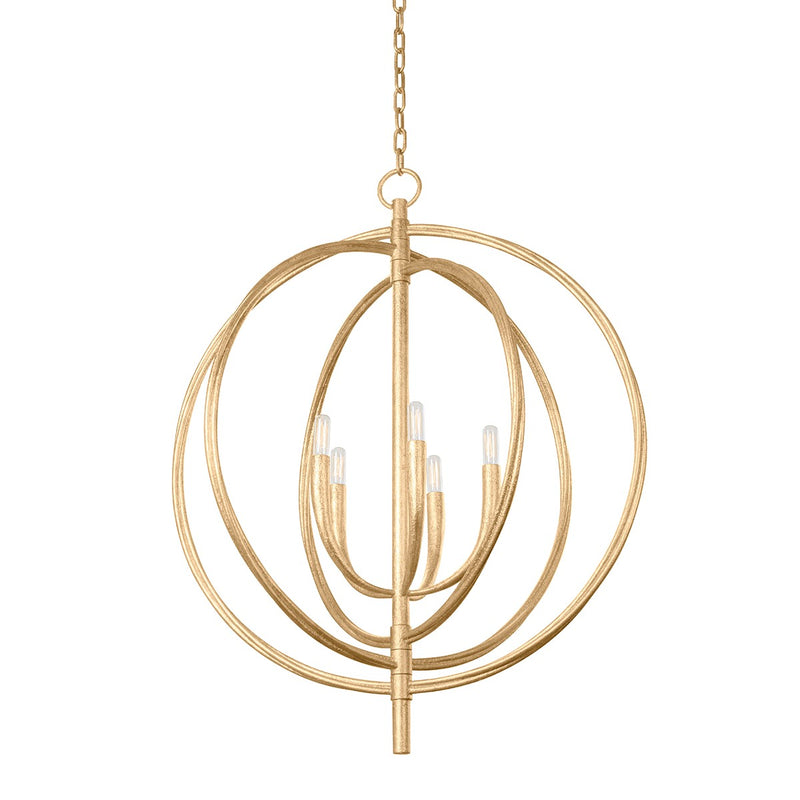 Troy Lighting F8830-VGL Five Light Pendant, Vintage Gold Leaf