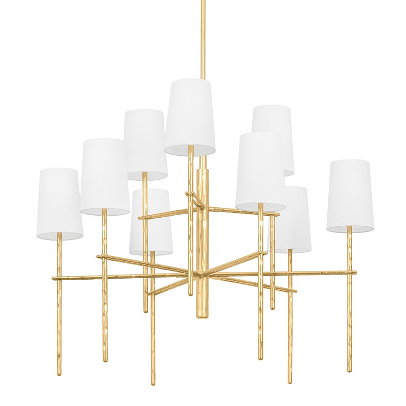 Troy Lighting F8834-VGL Nine Light Chandelier, Vintage Gold Leaf