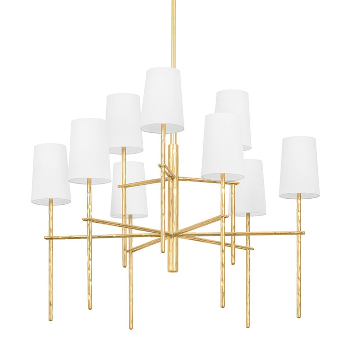 Troy Lighting F8834-VGL Nine Light Chandelier, Vintage Gold Leaf