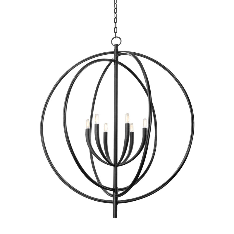 Troy Lighting F8840-BI Six Light Chandelier, Black Iron