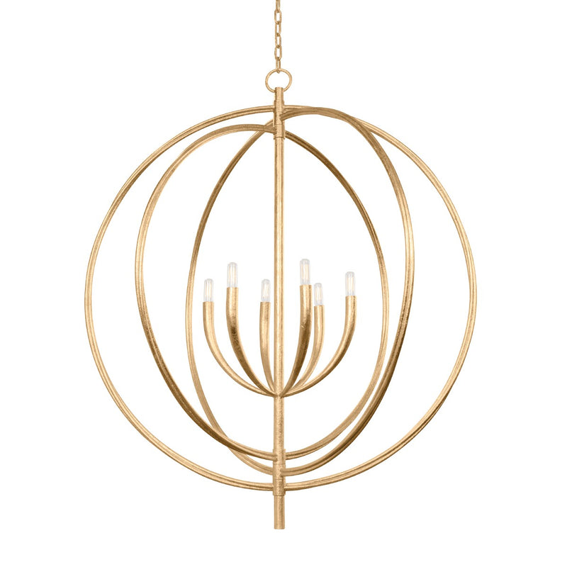 Troy Lighting F8840-VGL Six Light Pendant, Vintage Gold Leaf