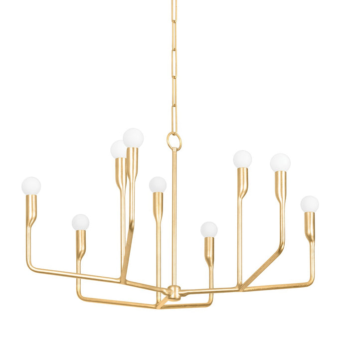 Troy Lighting F9232-VGL Nine Light Chandelier, Vintage Gold Leaf