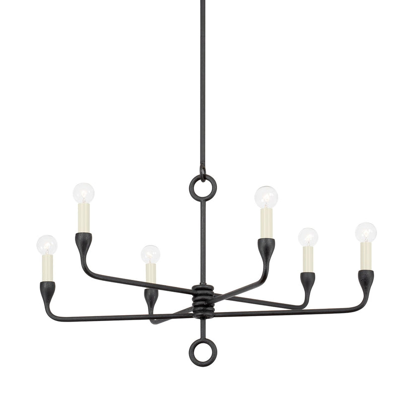 Troy Lighting F9531-BI Six Light Chandelier, Black Iron