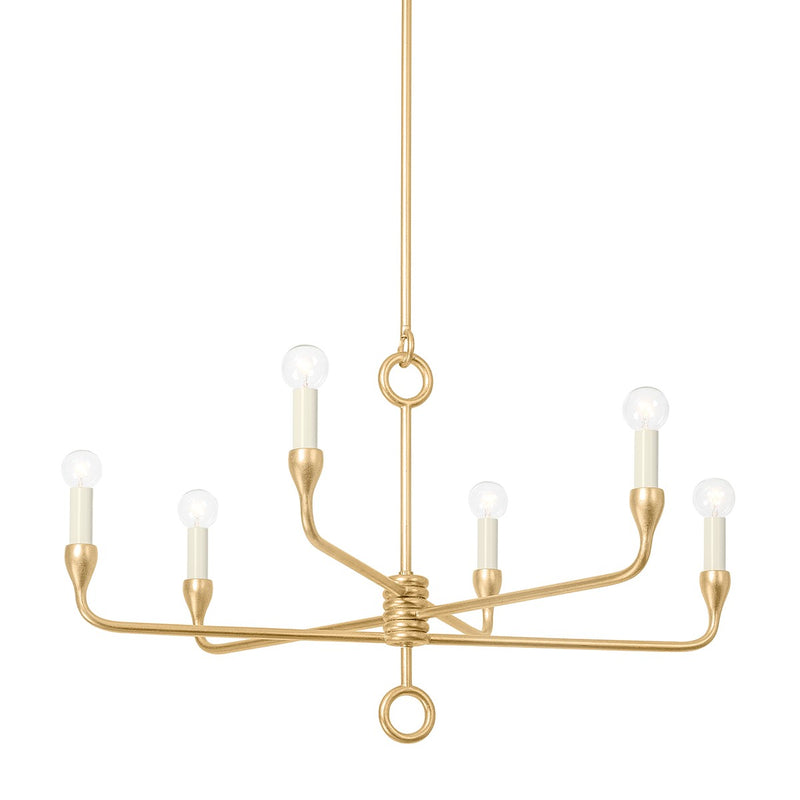 Troy Lighting F9531-VGL Six Light Chandelier, Vintage Gold Leaf