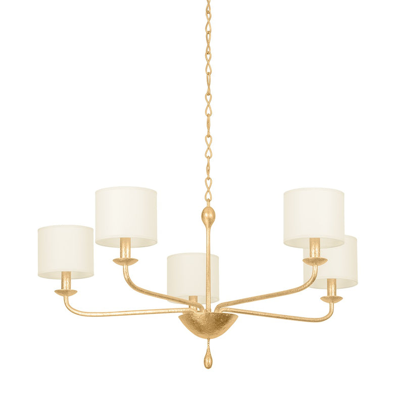Troy Lighting F9737-VGL Five Light Chandelier, Vintage Gold Leaf