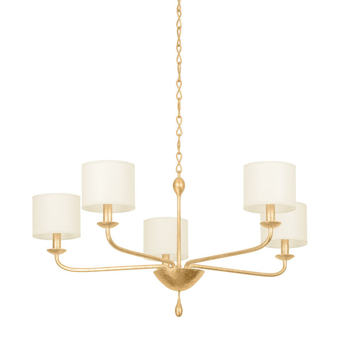 Troy Lighting F9737-VGL Five Light Chandelier, Vintage Gold Leaf