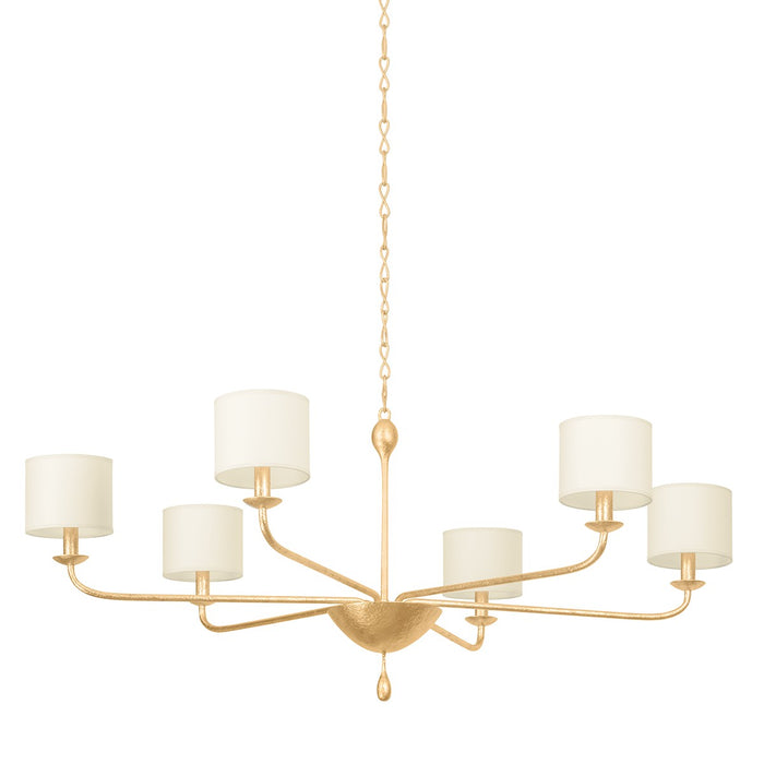 Troy Lighting F9750-VGL Six Light Chandelier, Vintage Gold Leaf